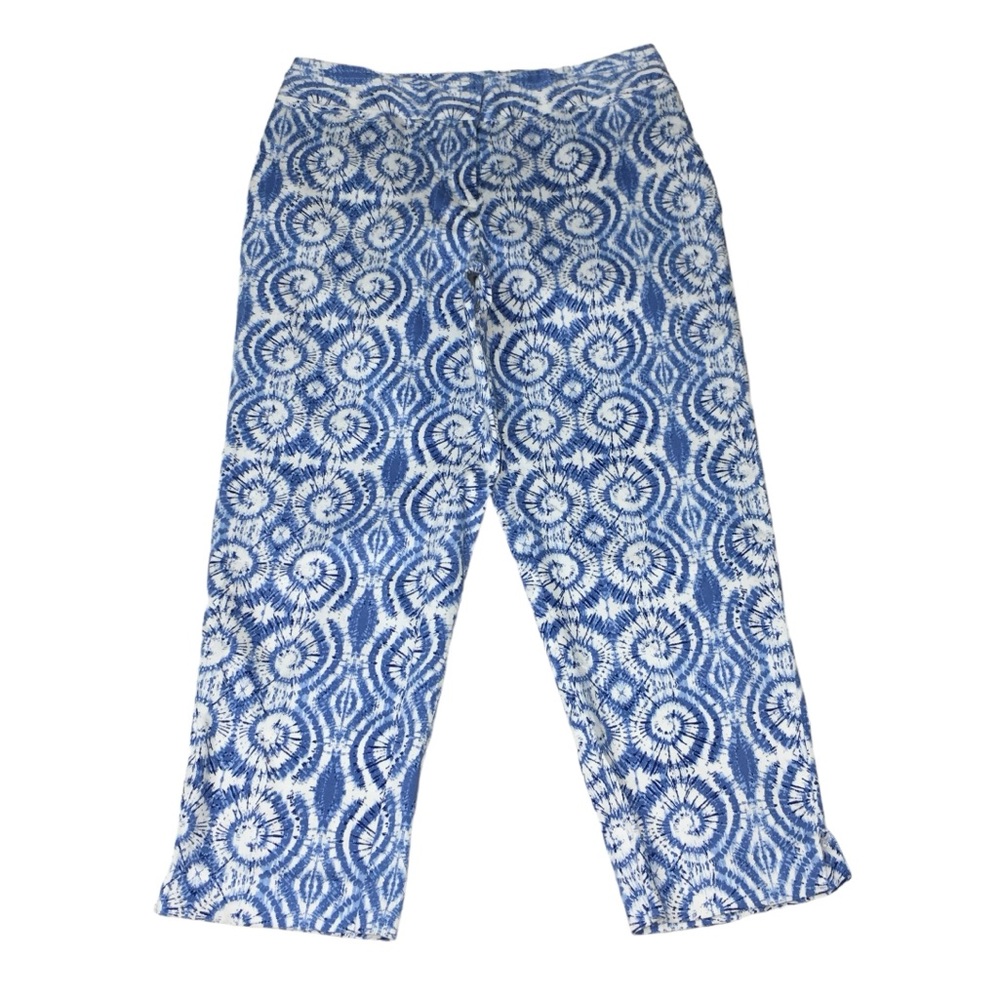Ruby Rd 30x23 Blue White Swirl Pattern Crop Cropped Pants - Women’s 6
